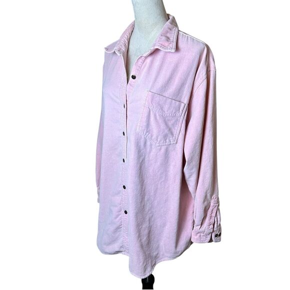 Bill Blass Pastel Powder Petal Pink Velvet Button Up Shacket 90s Y2K Bubblegum - Picture 4 of 7
